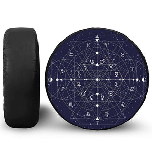 Geometric Moon Phase Print Leather Spare Tire Cover