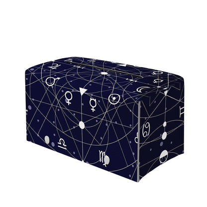 Geometric Moon Phase Print Leather Tissue Box Cover