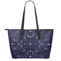 Geometric Moon Phase Print Leather Tote Bag With Zipper