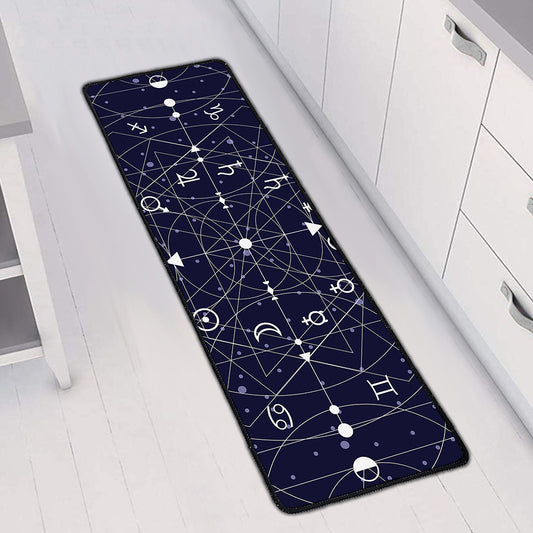 Geometric Moon Phase Print Long Kitchen Mat