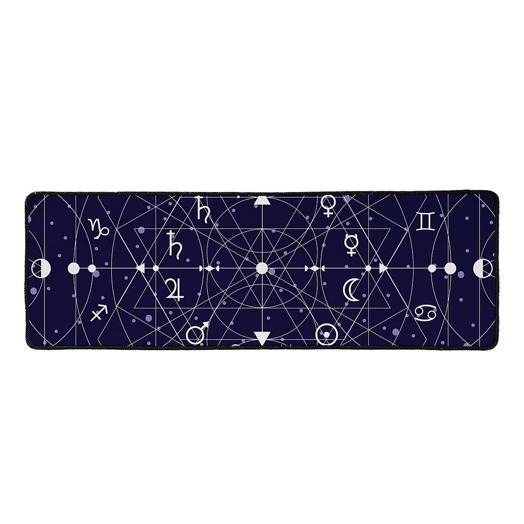 Geometric Moon Phase Print Long Kitchen Mat