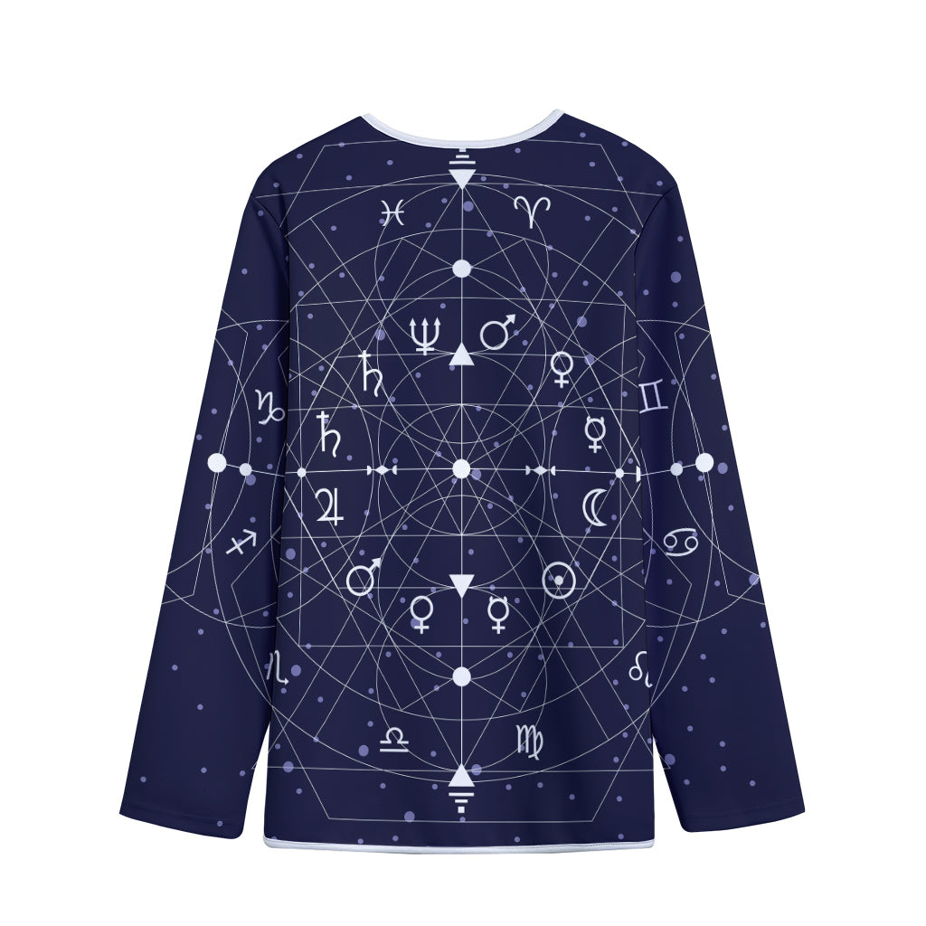 Geometric Moon Phase Print Long Sleeve Short Coat