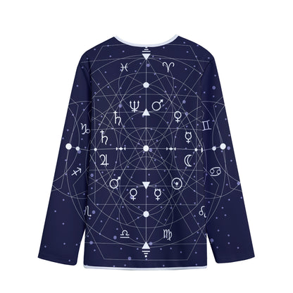 Geometric Moon Phase Print Long Sleeve Short Coat