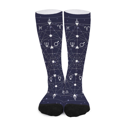 Geometric Moon Phase Print Long Socks