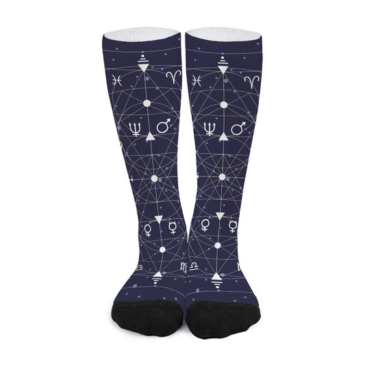 Geometric Moon Phase Print Long Socks