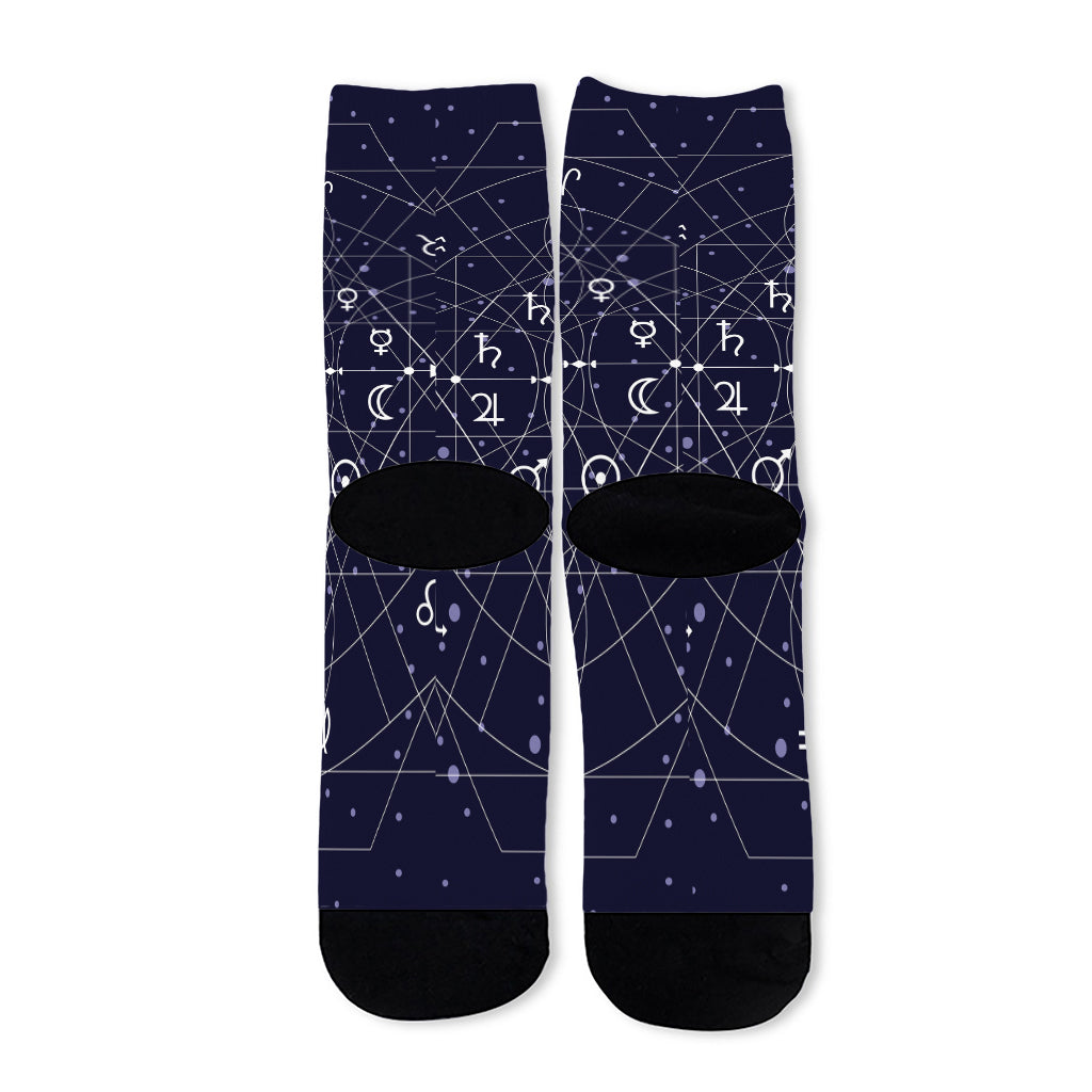 Geometric Moon Phase Print Long Socks