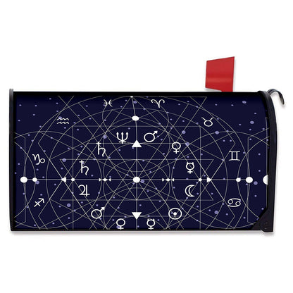Geometric Moon Phase Print Mailbox Cover