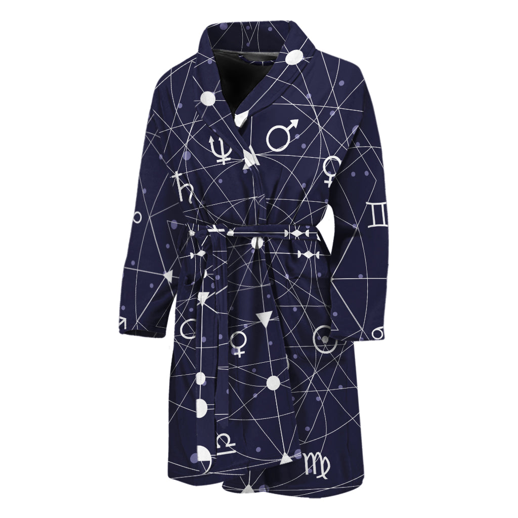 Geometric Moon Phase Print Men's Bathrobe