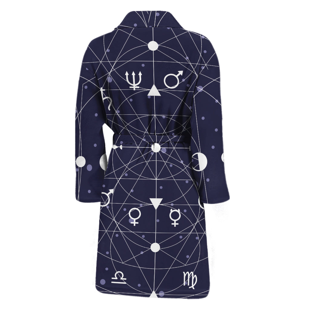 Geometric Moon Phase Print Men's Bathrobe