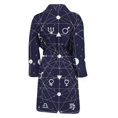 Geometric Moon Phase Print Men's Bathrobe