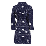 Geometric Moon Phase Print Men's Bathrobe