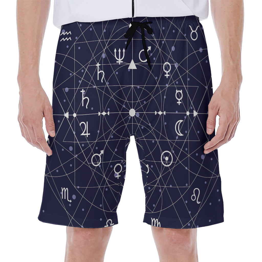 Geometric Moon Phase Print Men's Beach Shorts