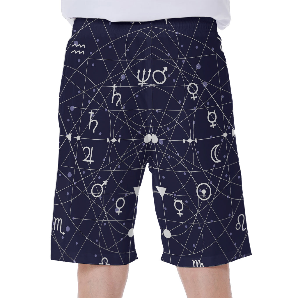 Geometric Moon Phase Print Men's Beach Shorts