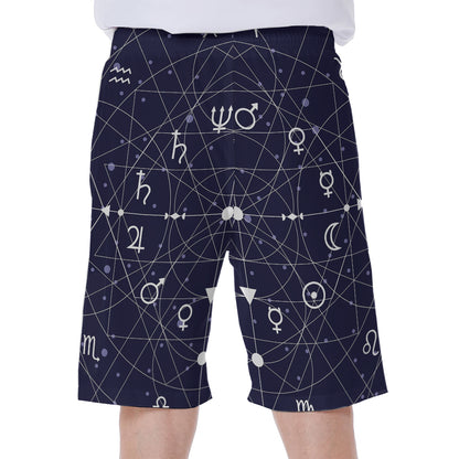 Geometric Moon Phase Print Men's Beach Shorts