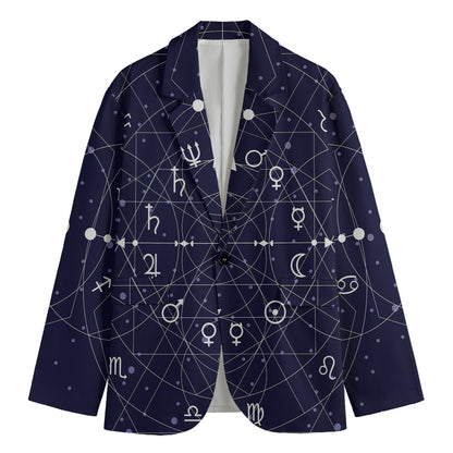 Geometric Moon Phase Print Men's Blazer