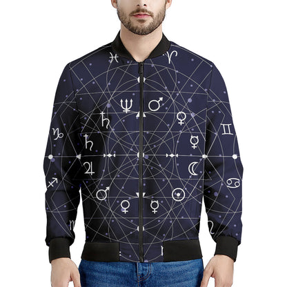 Geometric Moon Phase Print Men's Bomber Jacket
