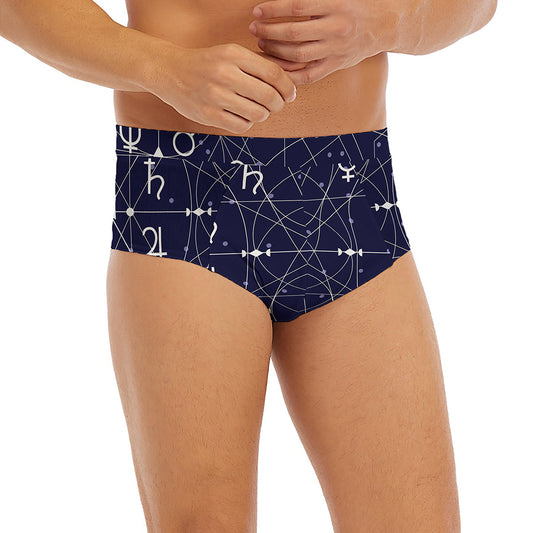 Geometric Moon Phase Print Men's Briefs