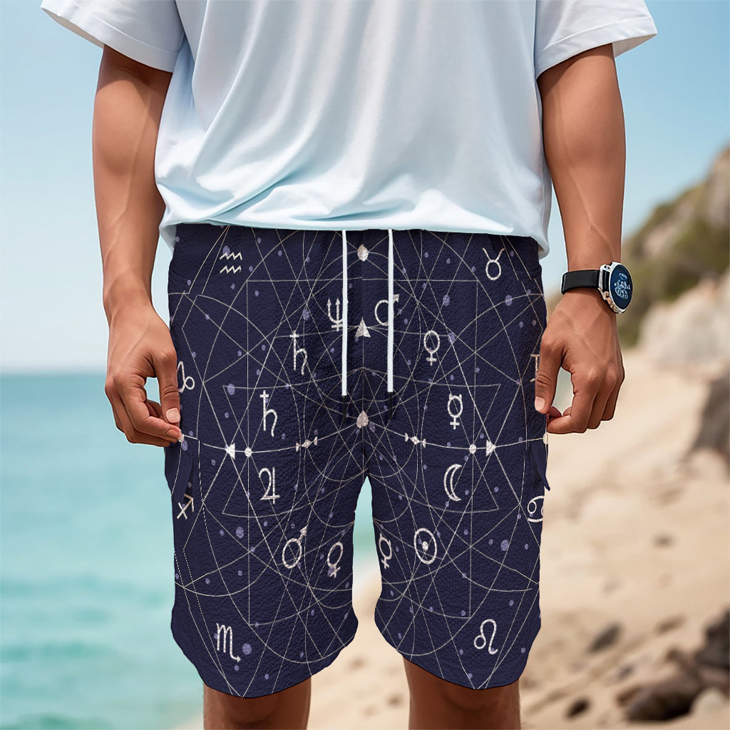 Geometric Moon Phase Print Men's Cargo Shorts
