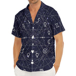 Geometric Moon Phase Print Men's Deep V-Neck Shirt
