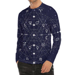 Geometric Moon Phase Print Men's Long Sleeve Rash Guard