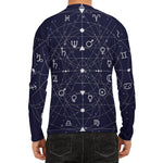 Geometric Moon Phase Print Men's Long Sleeve Rash Guard
