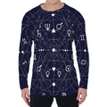 Geometric Moon Phase Print Men's Long Sleeve T-Shirt