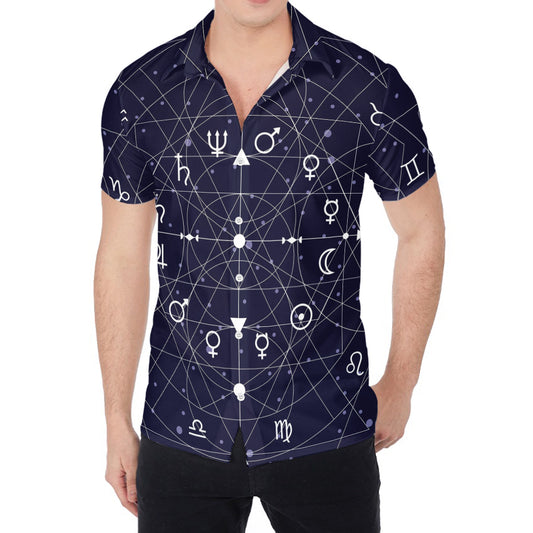 Geometric Moon Phase Print Men's Shirt