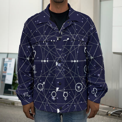 Geometric Moon Phase Print Men's Shirt Jacket
