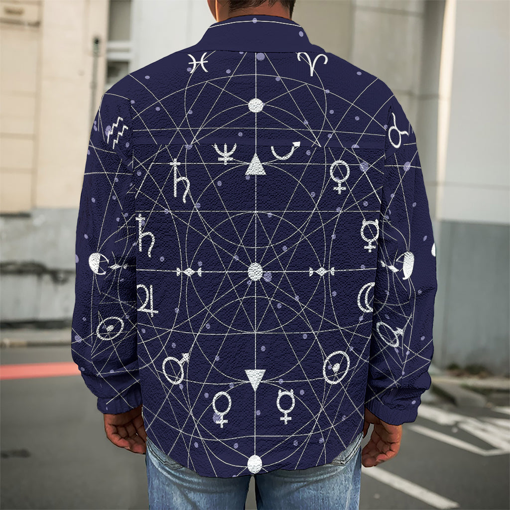 Geometric Moon Phase Print Men's Shirt Jacket