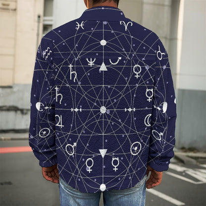 Geometric Moon Phase Print Men's Shirt Jacket