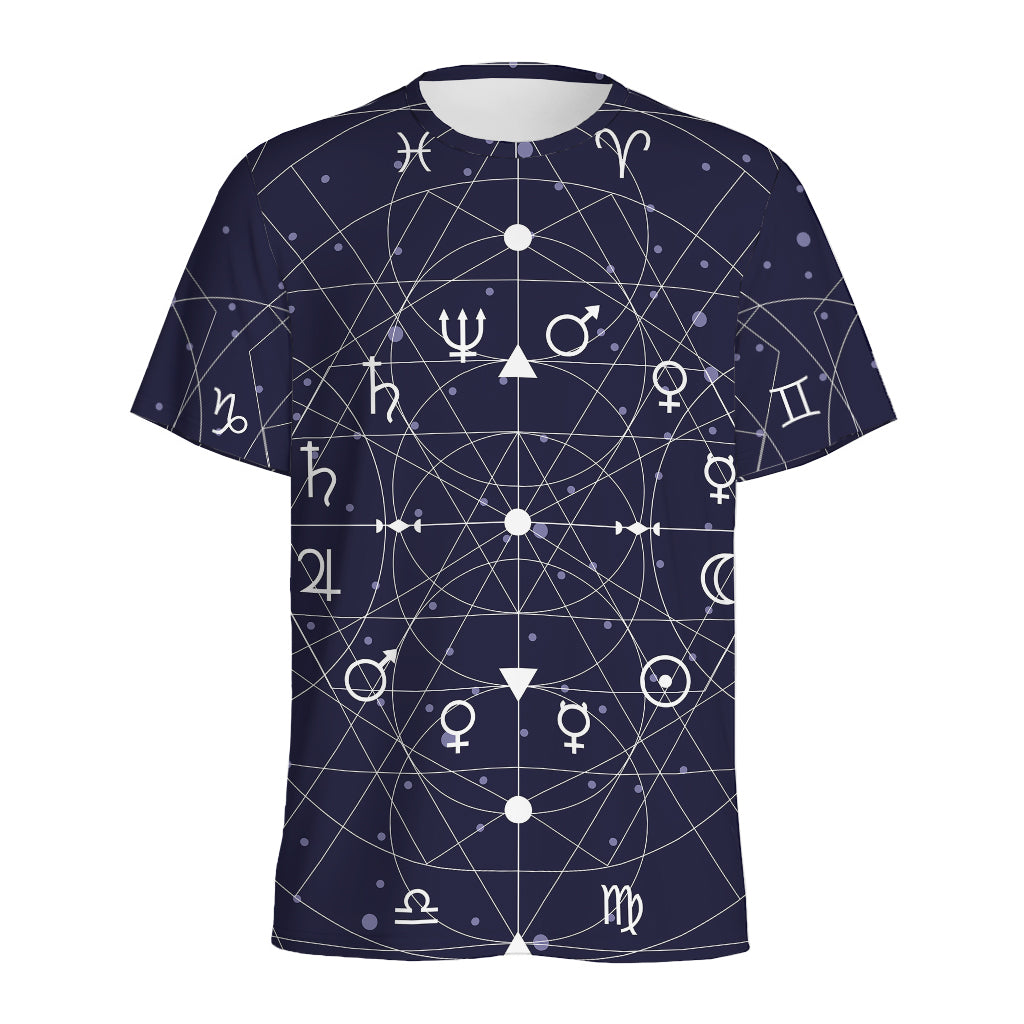 Geometric Moon Phase Print Men's Sports T-Shirt