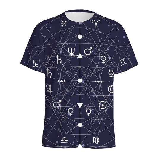 Geometric Moon Phase Print Men's Sports T-Shirt