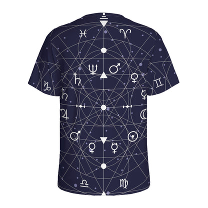 Geometric Moon Phase Print Men's Sports T-Shirt