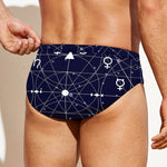 Geometric Moon Phase Print Men's Swim Briefs