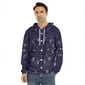 Geometric Moon Phase Print Men's Velvet Pullover Hoodie