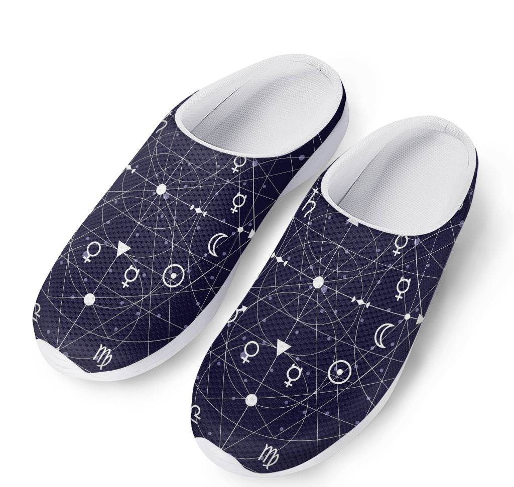 Geometric Moon Phase Print Mesh Casual Shoes