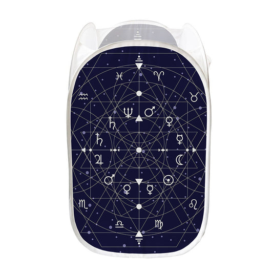 Geometric Moon Phase Print Mesh Laundry Hamper
