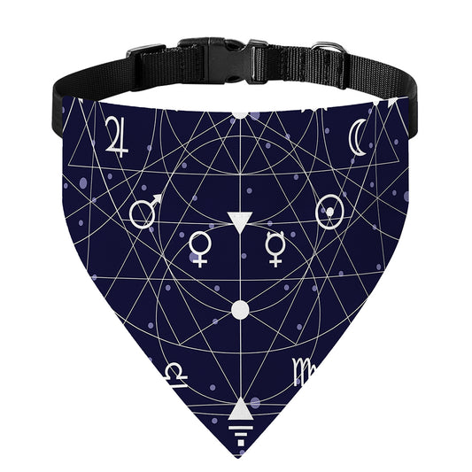 Geometric Moon Phase Print Over The Collar Dog Bandana