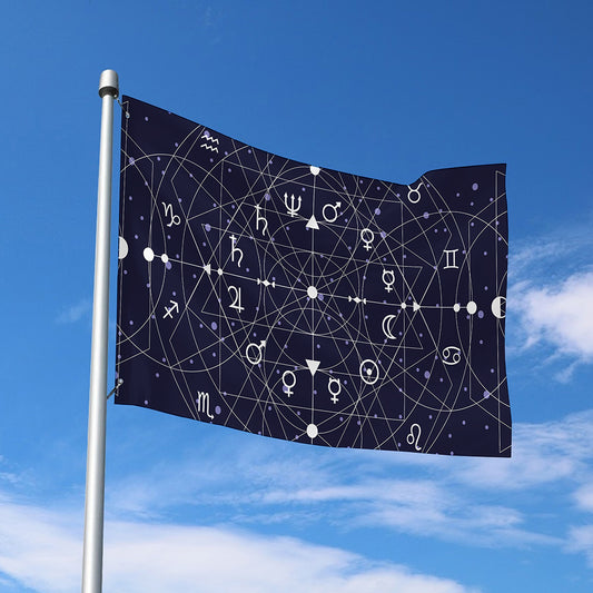 Geometric Moon Phase Print Polyester Flag