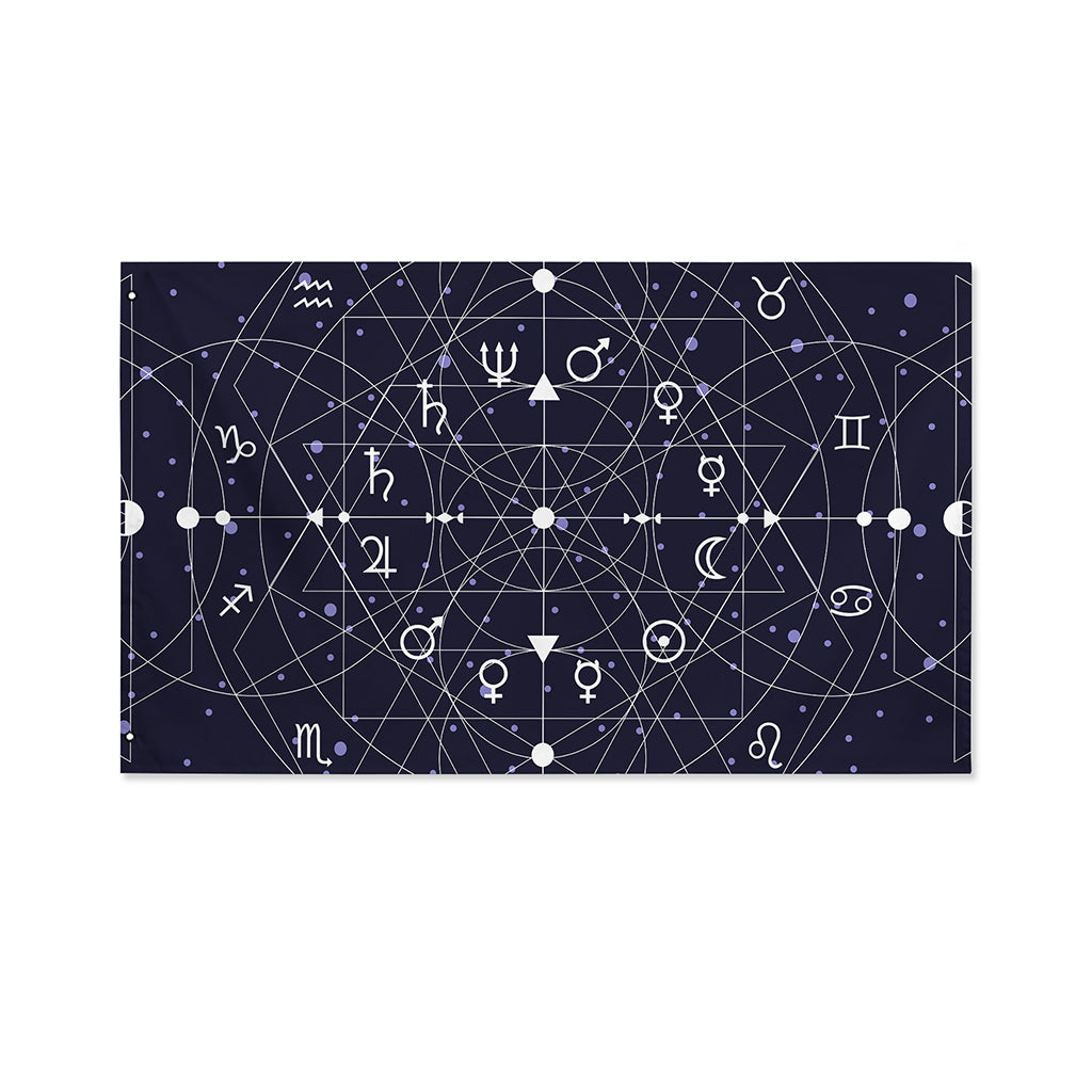 Geometric Moon Phase Print Polyester Flag