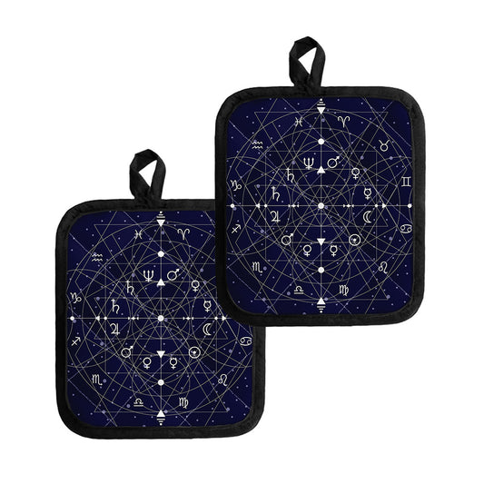 Geometric Moon Phase Print Pot Holders