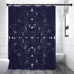 Geometric Moon Phase Print Premium Shower Curtain