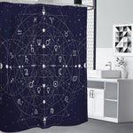 Geometric Moon Phase Print Premium Shower Curtain