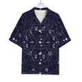 Geometric Moon Phase Print Rayon Hawaiian Shirt
