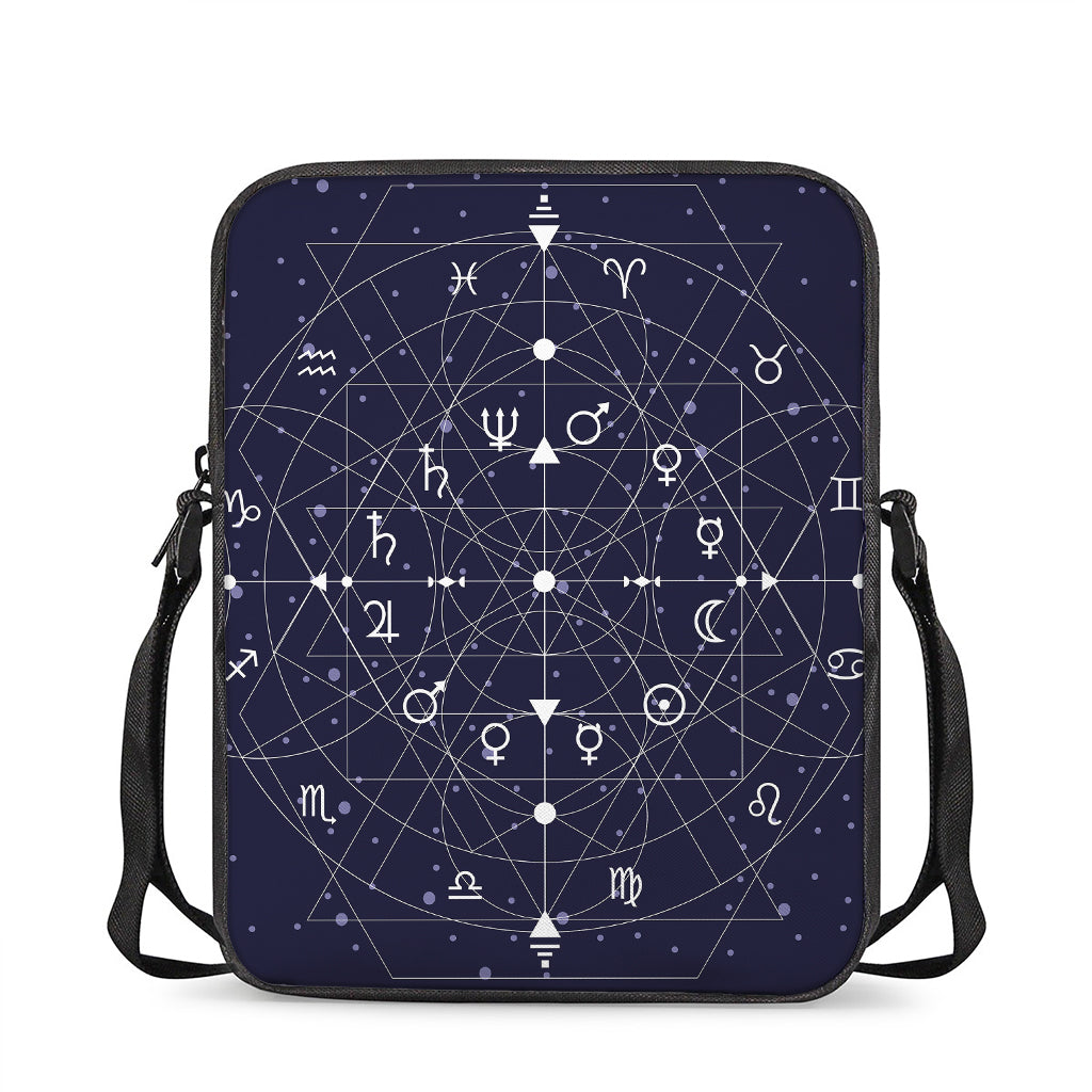 Geometric Moon Phase Print Rectangular Crossbody Bag