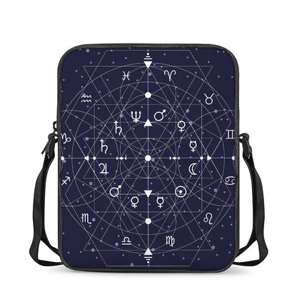Geometric Moon Phase Print Rectangular Crossbody Bag
