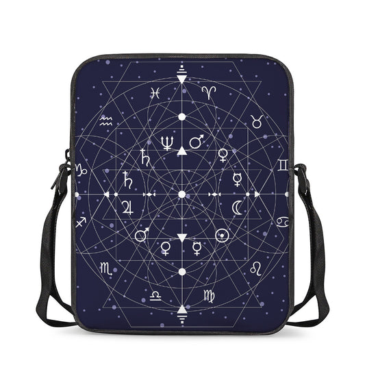 Geometric Moon Phase Print Rectangular Crossbody Bag