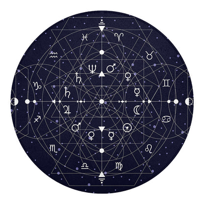 Geometric Moon Phase Print Round Blanket