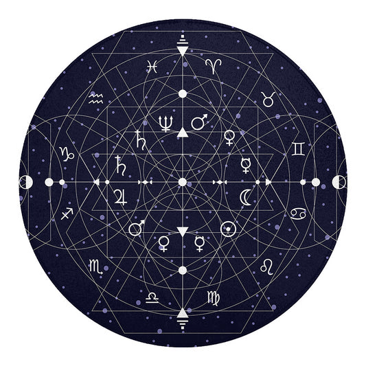 Geometric Moon Phase Print Round Blanket