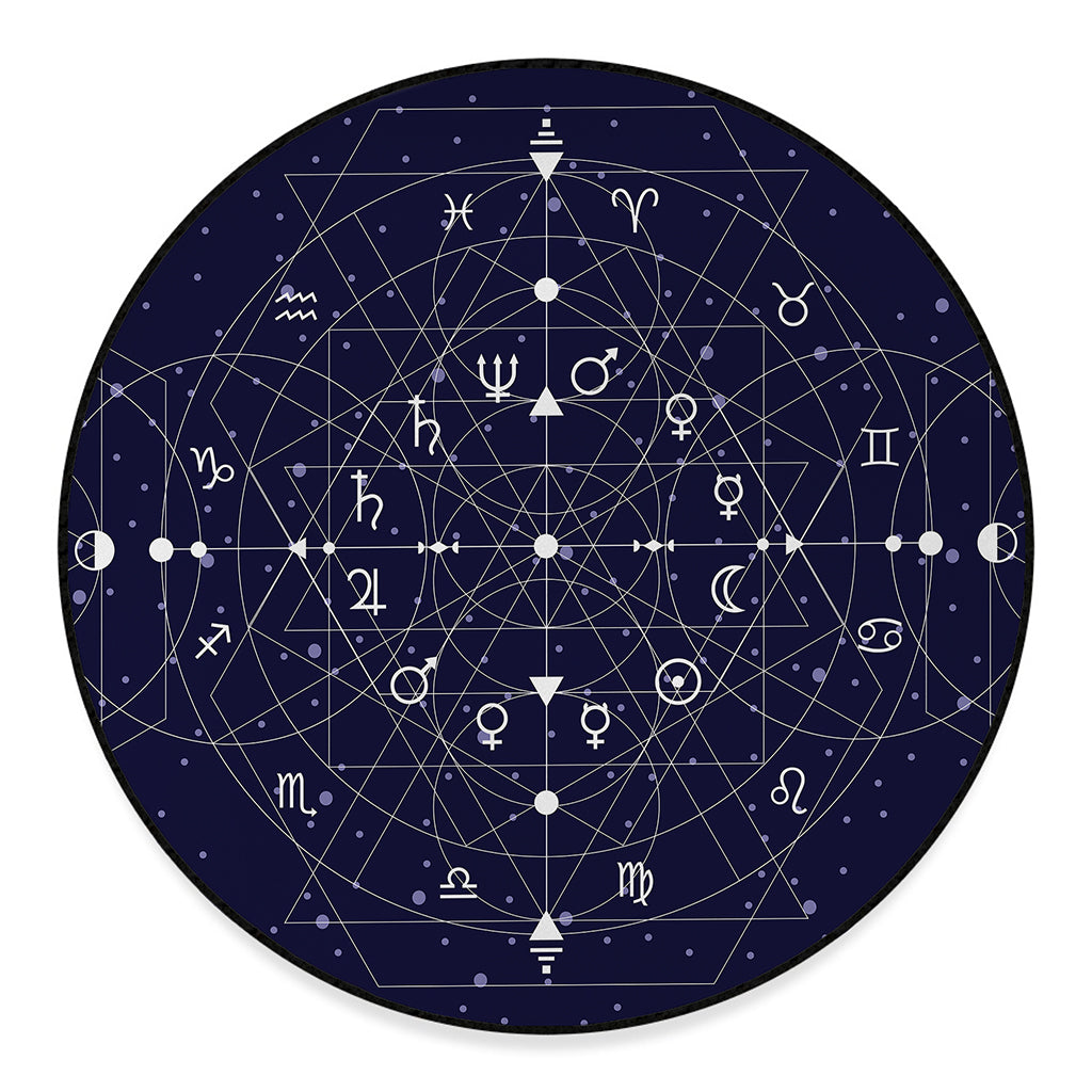 Geometric Moon Phase Print Round Floor Mat